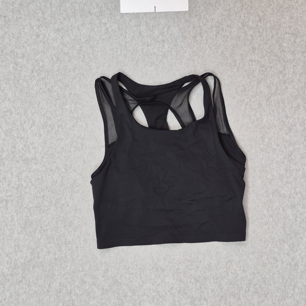 Lululemon Women Top 8 Black Break Free Tank Wireless Racerback Shlef Bra
